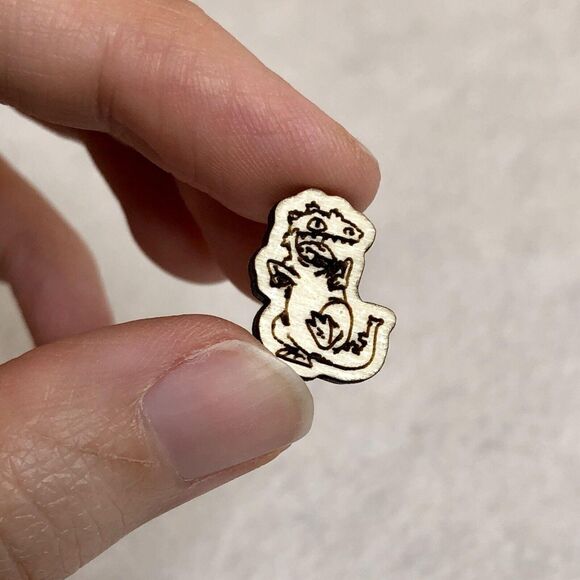 Rugrats Reptar Wood Stud Earrings - Picture 2 of 3